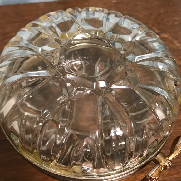 Vintage Glass Hinged Jewelry Trinket Box With Bow Accent - Picture 4 of 8